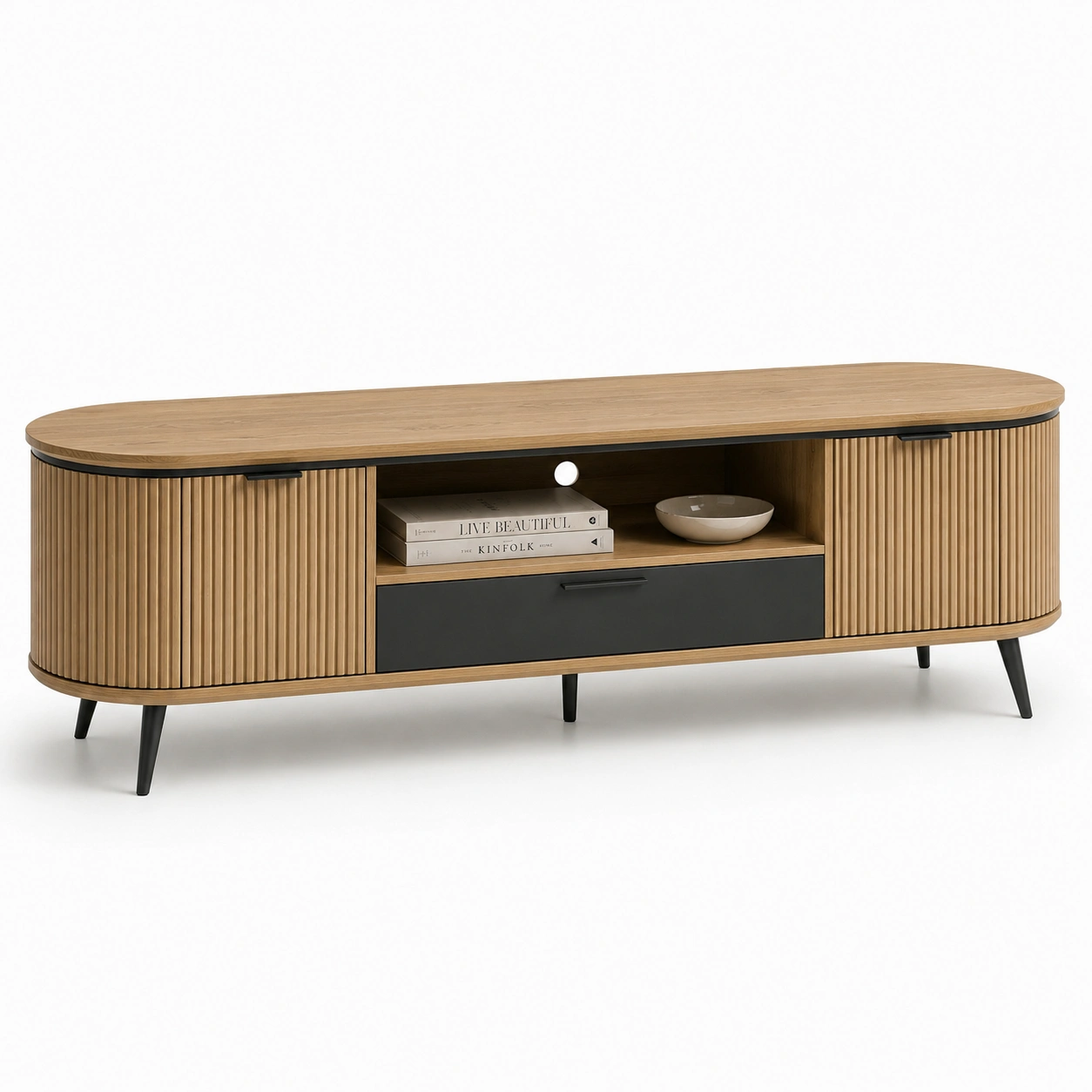 Szafka RTV Dab i Grafit 180 cm-CorvelleHome